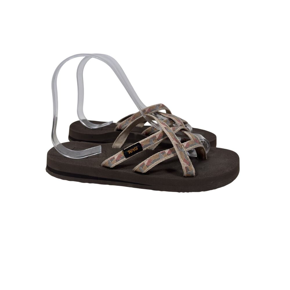 Teva Olowahu Flip Flops Womens 7 Brown REPREVE Geometric Woven Straps